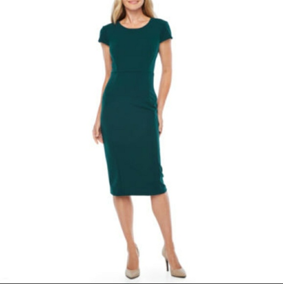 dark green sheath dress